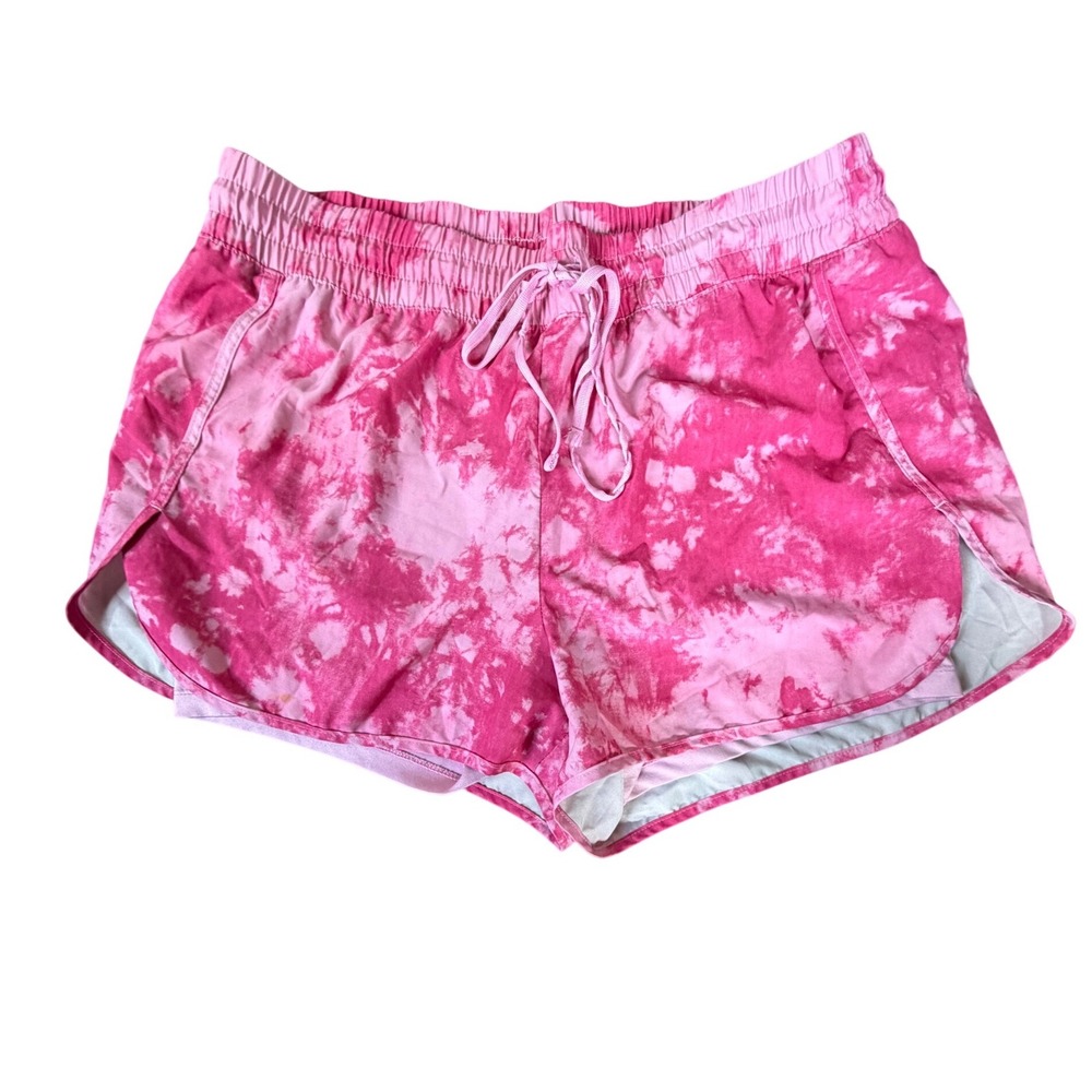 Velocity Pink Tie Dye Athletic Shorts Womens XL Dolphin Hem Drawstring Running